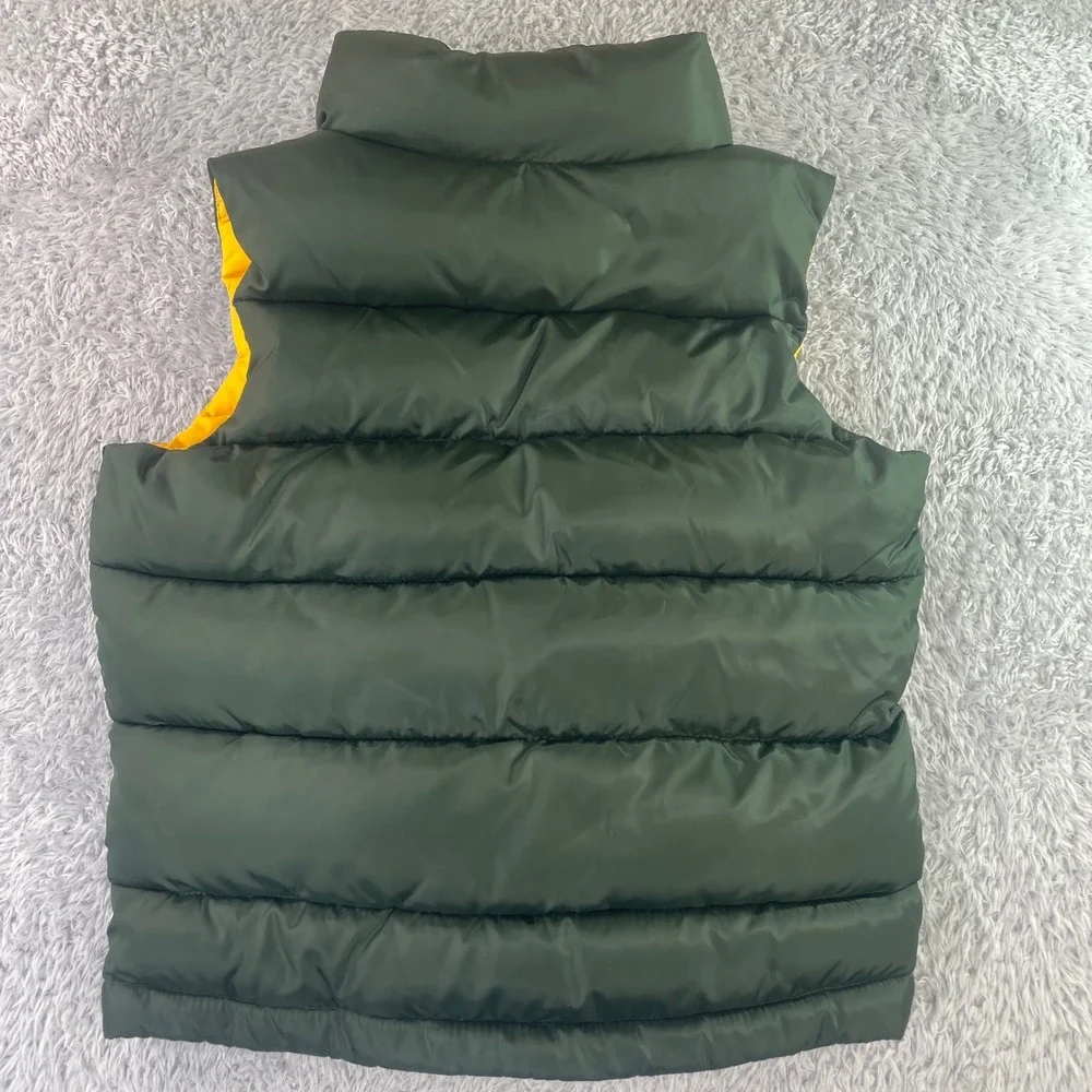 Gap Puffer Vest‎ Boys Size S 6-7 Green Yellow Quilted Full Zip Sleeveless Jacket